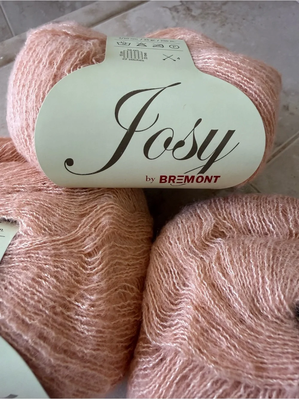 Josy by Bremont Soft Peach Alpaca/Silk Blend Yarn - 3-Pack Coral